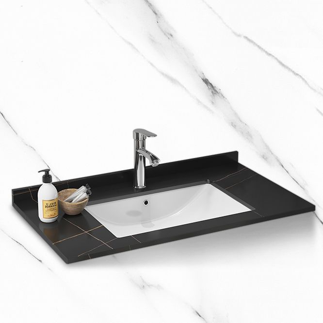 Single Sink Metal Frame Vanity Modern Black Wall Mount Rectangular Vanity Set