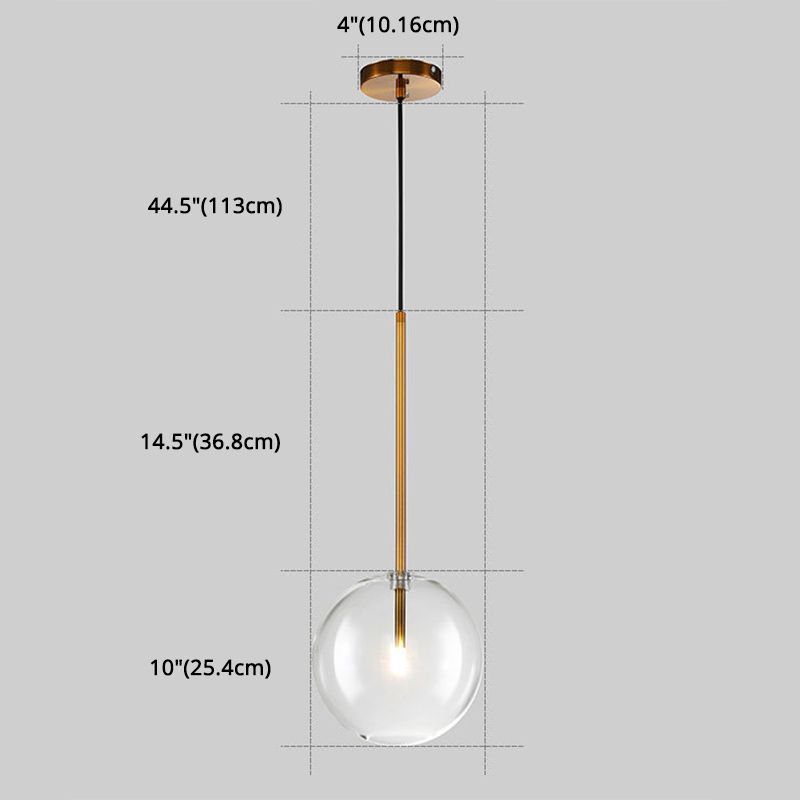 Globe Glass Hanging Light Fixture Minimalist Style Gold Pendant Lighting Fixture