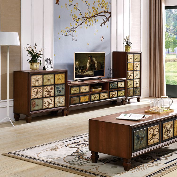 Traditional Storage Chest Dresser Bedroom Wooden Storage Chest in White and Brown