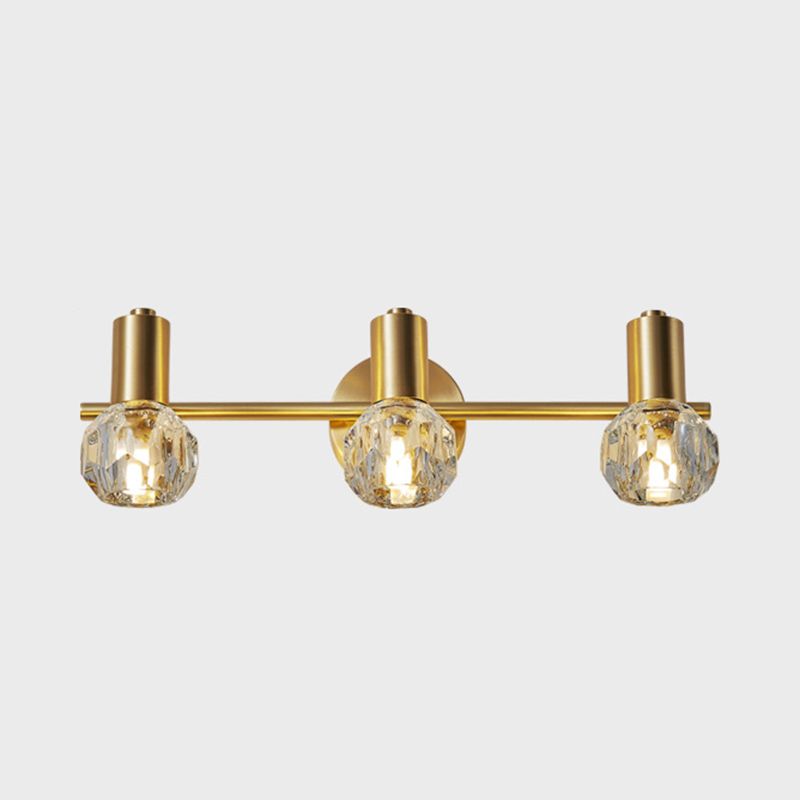 Geometric Crystal Wall Sconce Modern Multi Lights Mirror Wall Mount Light Fixture in Gold