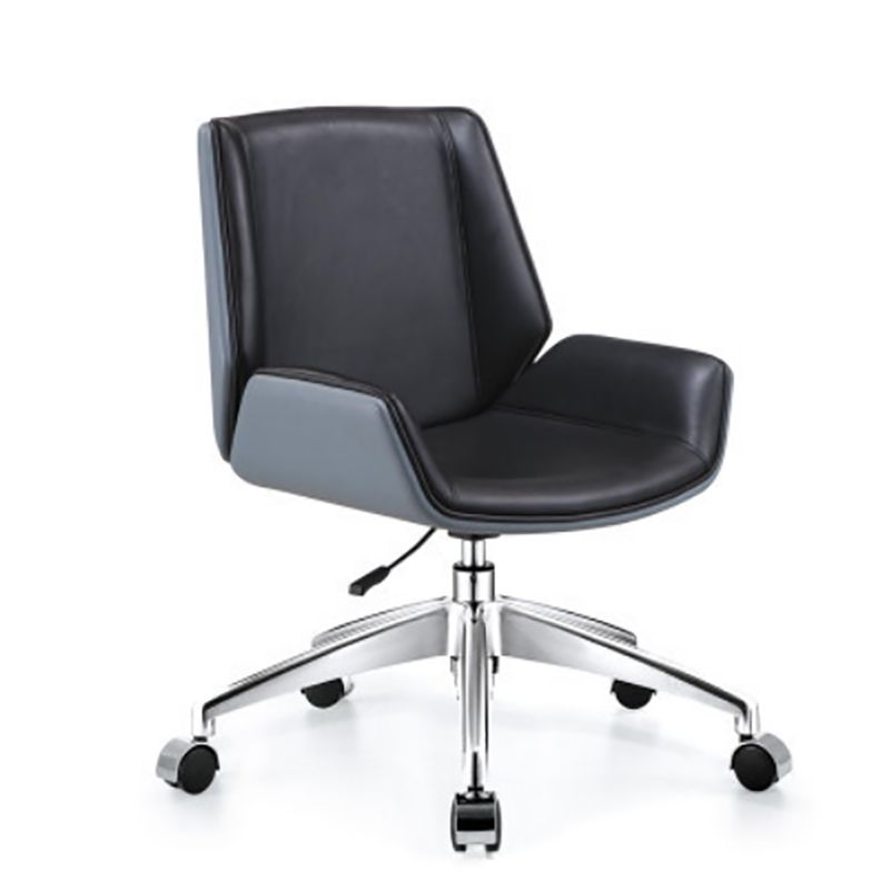 Faux Leather Conference Chair Contemporary Mid Back Armless Chair