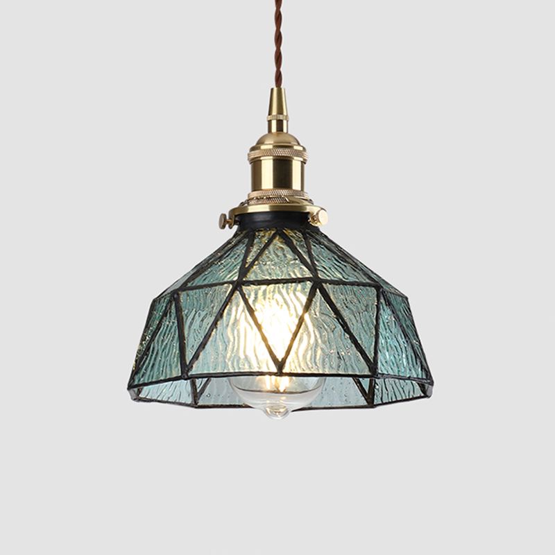 Icy Clear Glass Hanging Lamp Geometrisch Patroon 1 Lichte kom Tiffany-stijl Hanglamp in de stijl