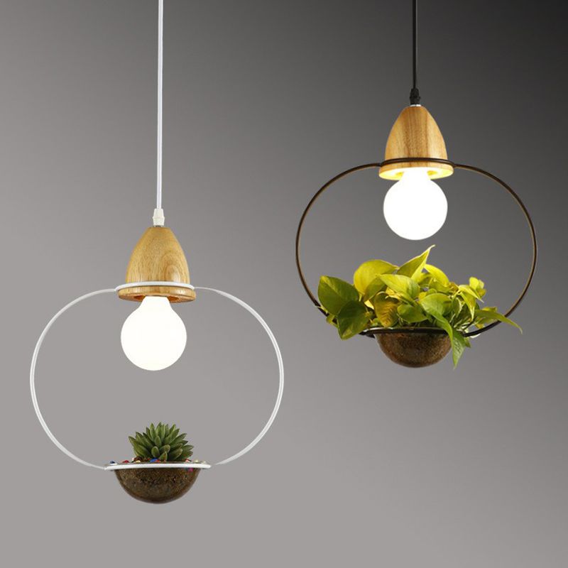 1 Head Plant Pot Hanging Pendant Industrial Style Metal Pendulum Light for Dining Room