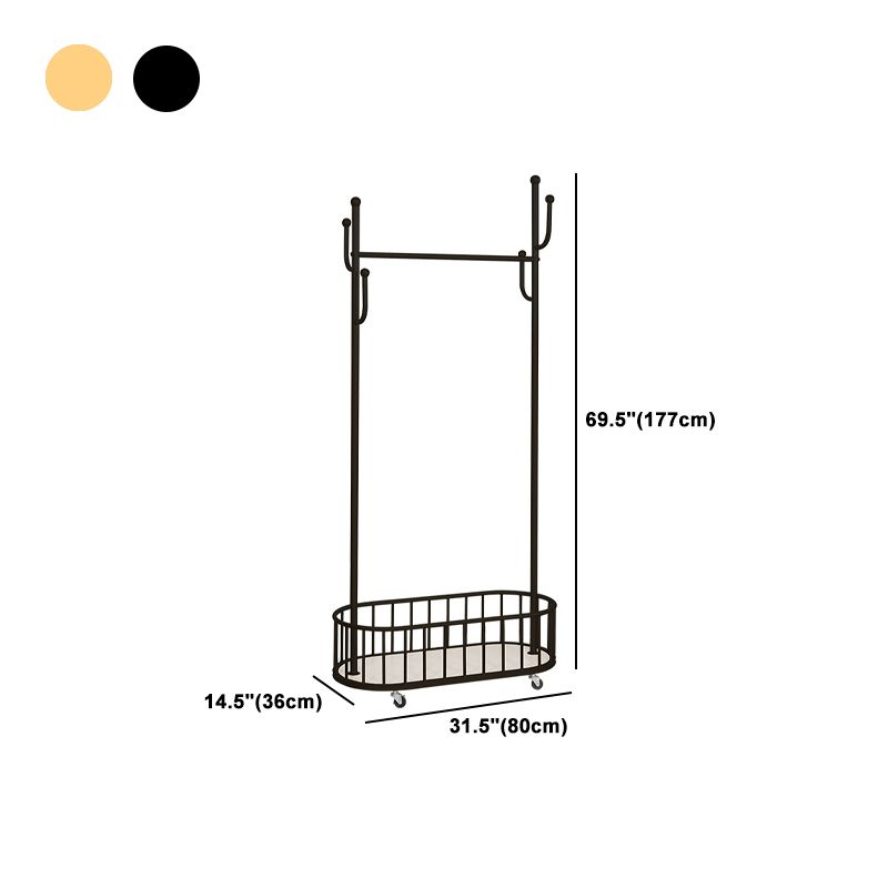 Metal Entry Hall Tree with Hooks Modern Basket Storage Coat Hook