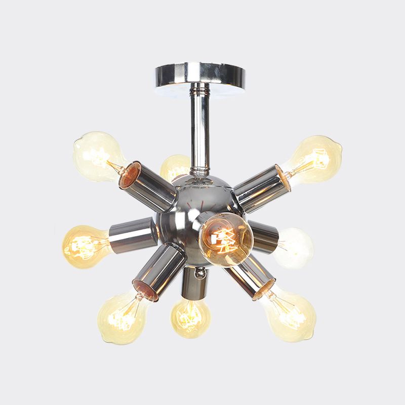 Chrome/Gold Sputnik Semi Flush Mount Vintage Iron 6/9/12 Lights Restaurant Flush Ceiling Lamp Fixture