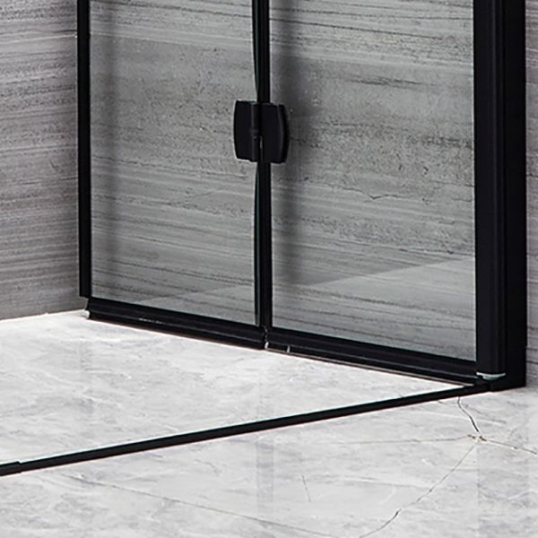 Square Black Frame Folding Shower Enclosure with Double Door Handles