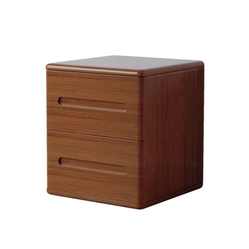 2 Drawers Contemporary Night Table Solid Wood Nightstand ,18.1" Tall