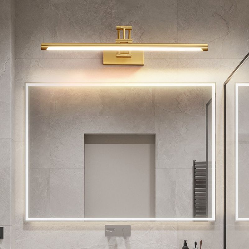 Modern Style Brass Extendable Vanity Light Straight LED Mirror Light in Gold for Bathroom