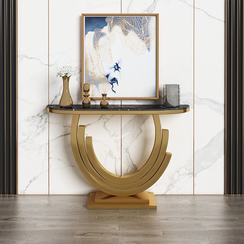 Glam Style Accent Table Half Moon/Rectangle Console Table for Hall