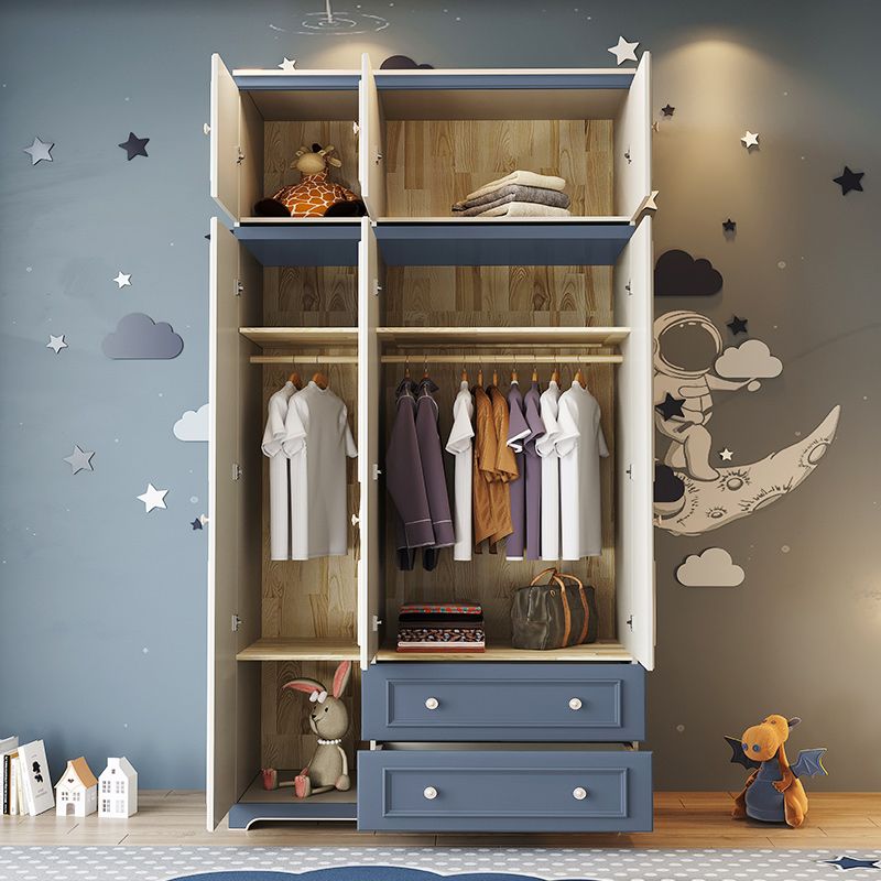 Manufactured Wooden Kids Closet Bedroom Wardrobe Closet with Cloth Rod