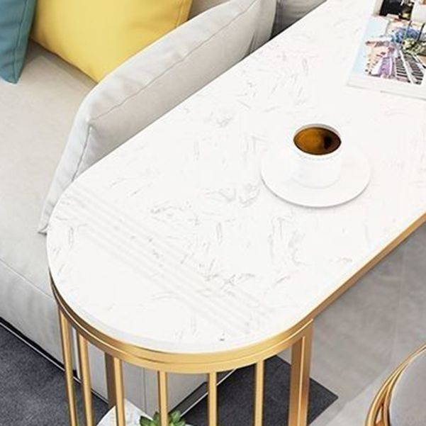 White Stone Bar Table Traditional Luxury Bar Table with Sled Base in Gold