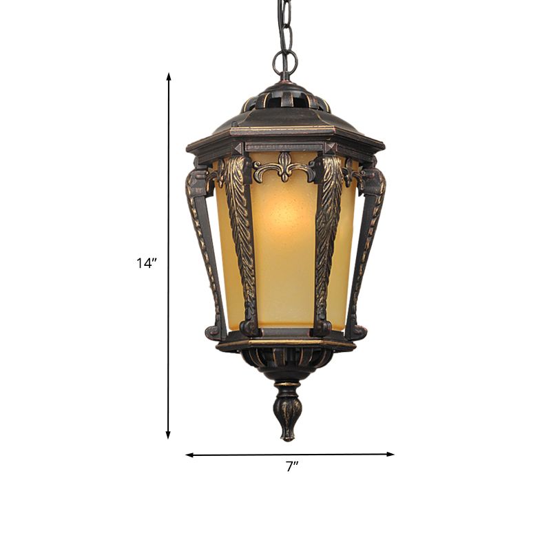 Bronze 1 kop hanglamp Licht Lodge Geel Glazen lantaarn Opgehangen verlichtingsarmatuur voor buiten