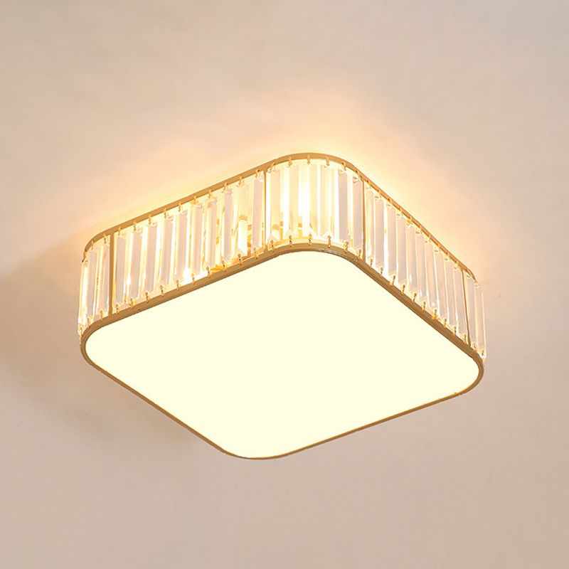 Contemporary Flush Light Fixture Crystal Flush Mount Ceiling Fixture in Gold