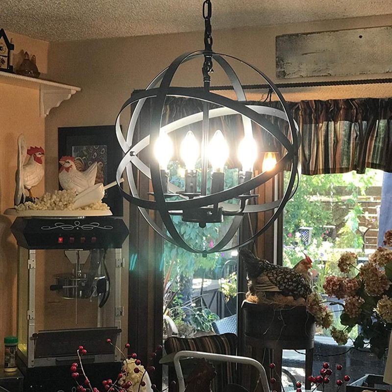 Globe Metal Cage Hanging Pendant Light Industrial Style Lighting Fixture for Cafe Shop Restaurants