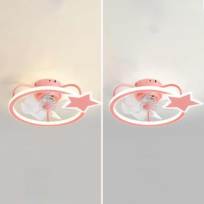 Ventilateur de la LED créatif pour enfants léger les ventilateurs de plafond géométriques de fer laqué avec une teinte acrylique pour la chambre