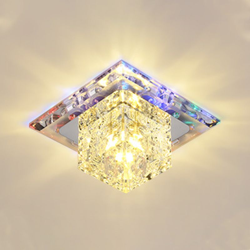 Contemporary Style Square Ceiling Fixture Crystal Ceiling Fixture with Hole 2-3.5'' Dia