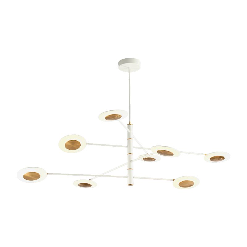 Multi Tiers Disk Chandelier Lamp Metal and Acrylic Postmodern 4/6/8 Lights Black/White Hanging Light for Dining Room