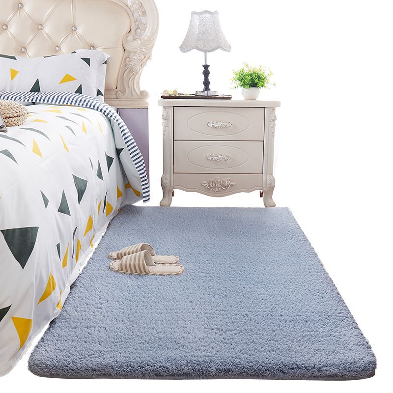 Modern Bedroom Rug Multi Color Solid Color Area Rug Cotton Blend Non-Slip Backing Easy Care Pet Friendly Carpet