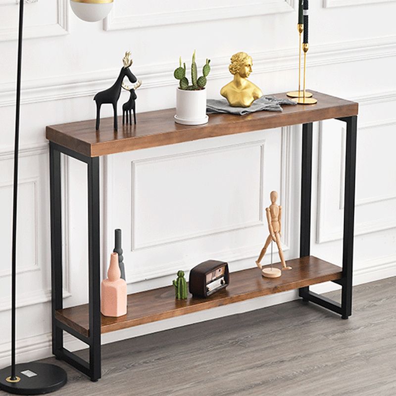 11.81" W x 31.49" H Console Table Trestle Solid Wood Console Table in Brone