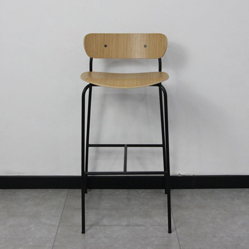 Modern Style Wood and Metal Bar Stool with Footrest Low Back Cafe Simple Bar Stool