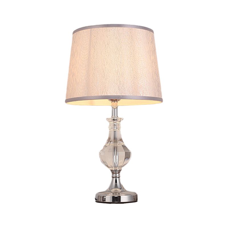 Barrel Shade Fabric Task Lighting Modernism 1 Head Grey Reading Lamp for Bedroom