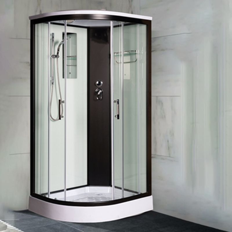 Rounded Shower Stall Framed Double Sliding White Shower Stall