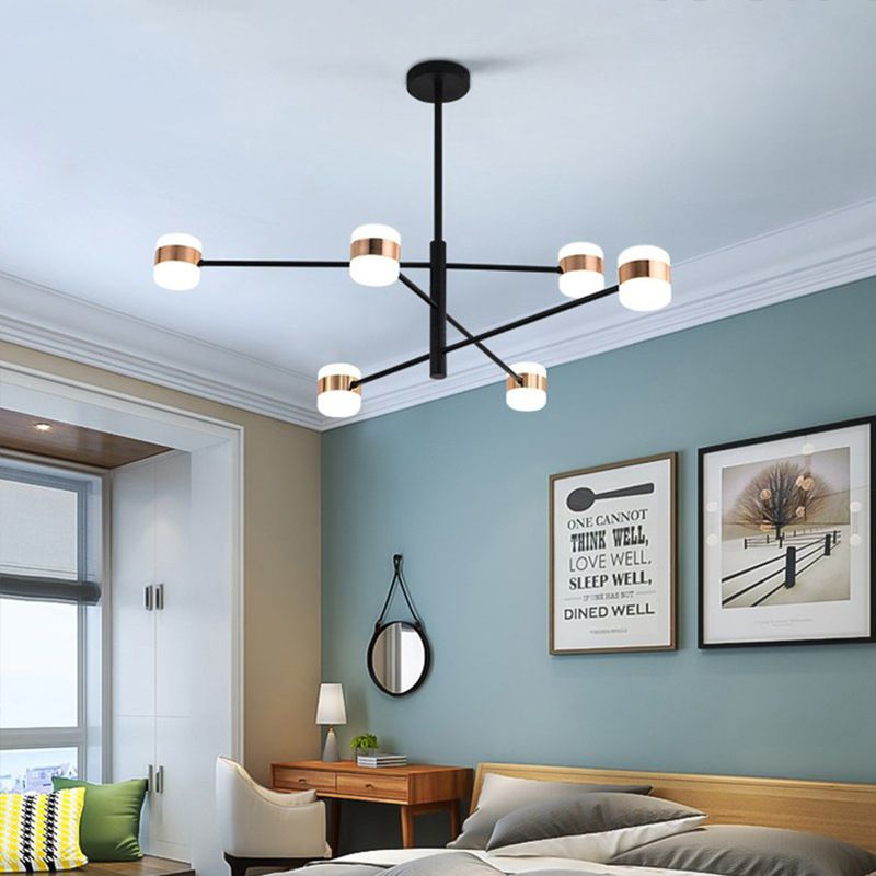 Metal Starburst Hanging Chandelier Modern 4/6/8 Lights Black Pendant Lighting in Warm/White Light