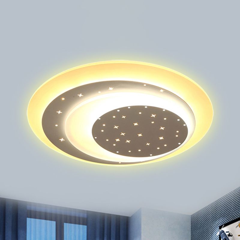 Acrylic Crescent LED Ceiling Light with Star Romantic Flushmount Light for Girls Bedroom