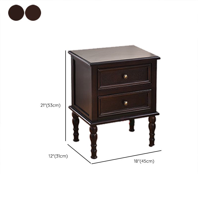 American Style Solid Wood Nursery Nightstand 2 Drawers Kids Bedside Table