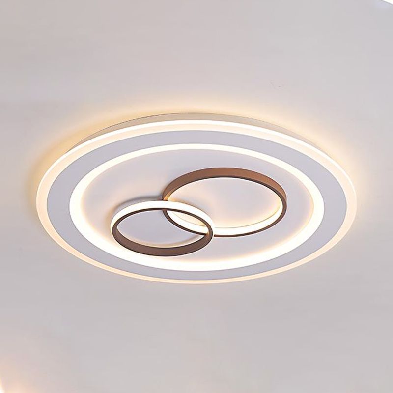 24.5"/31" Wide Circle Flush Mount Lighting Minimalist Acrylic LED Bedroom Ceiling Lamp in White