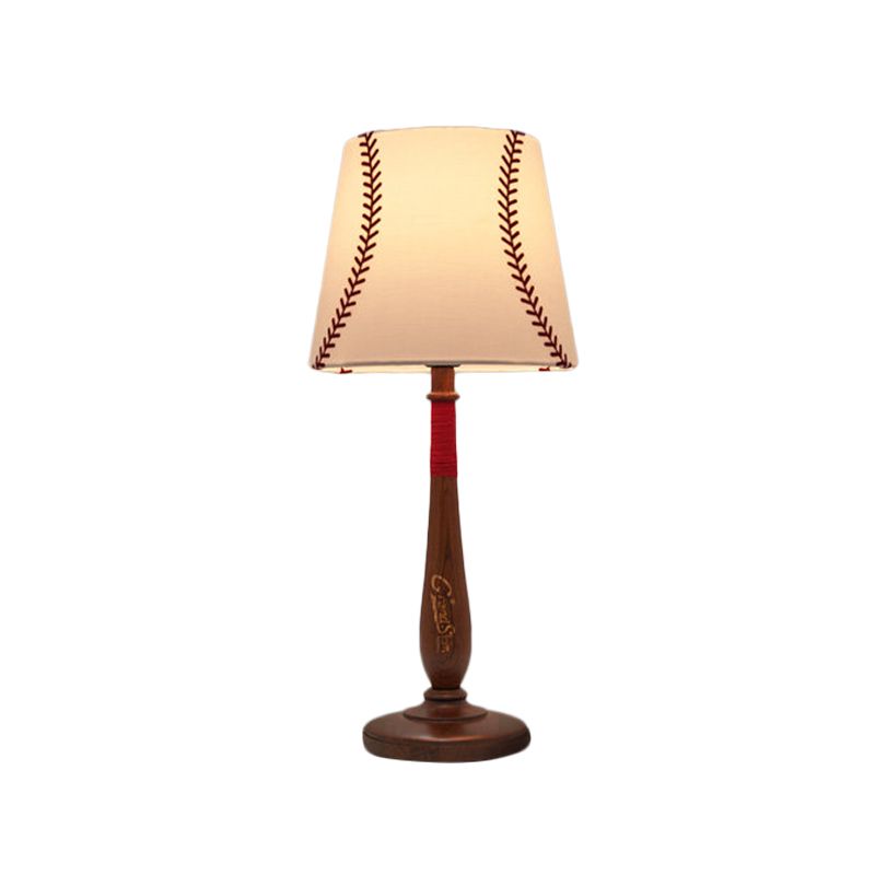 Table de tissu conique Light Modernisme 1-Light Brown / Wood Nightstand Lampe avec conception de baseball