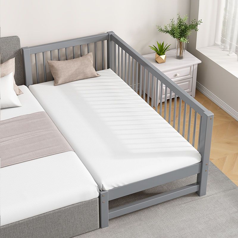 Scandinavian Wood Baby Crib Gray Wood Beech Nursery Crib with Guardrail