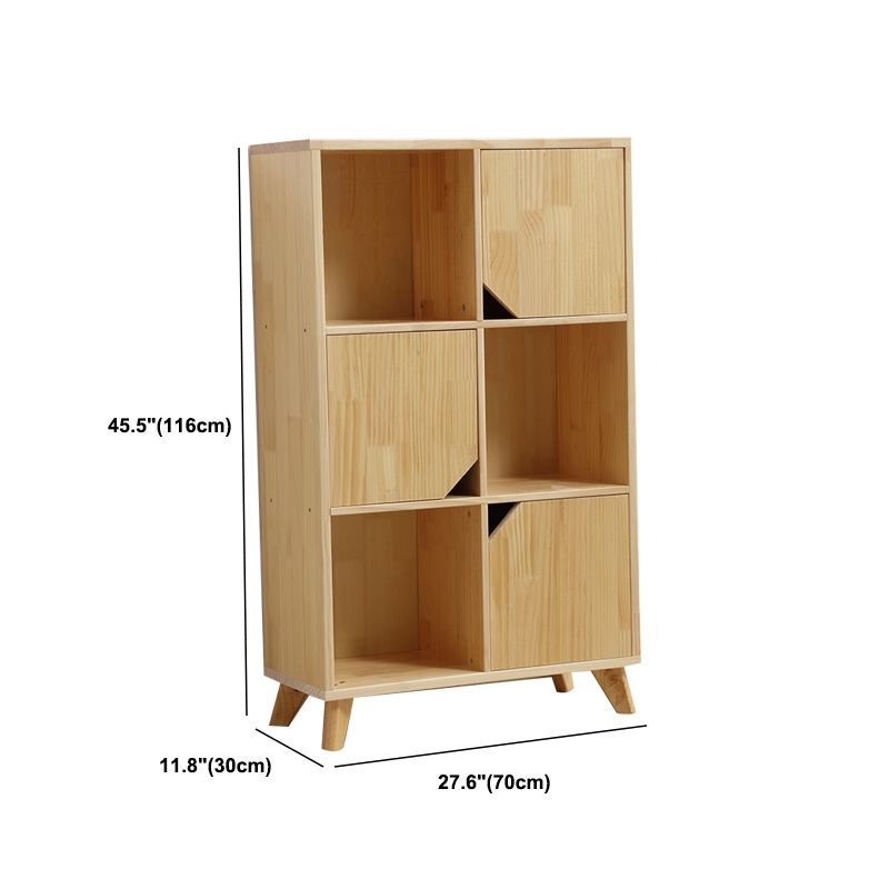 Modern Style Rectangular Bookshelf Closed Back Solid Wooden Natural Bookcase