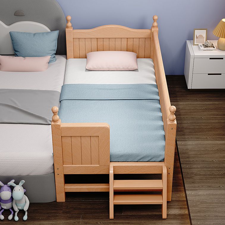 Modern Beech Wood Baby Crib with Mattress, Standard Size Nursery Crib in Light Wood