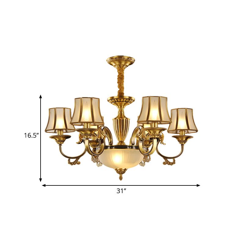 Gold 6/8 Heads Lampella Luce colonizzazione Glassata Glass Bell Affermazione Luce a sospensione per soggiorno