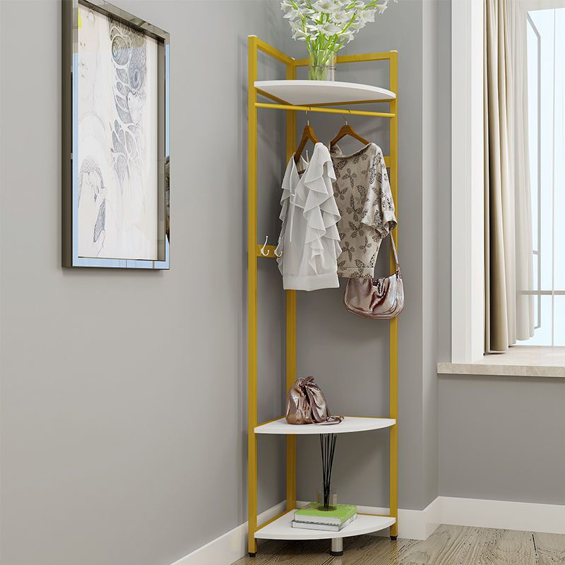 Metal Free Standing Hall Tree Contemporary Hall Stand with Shelves