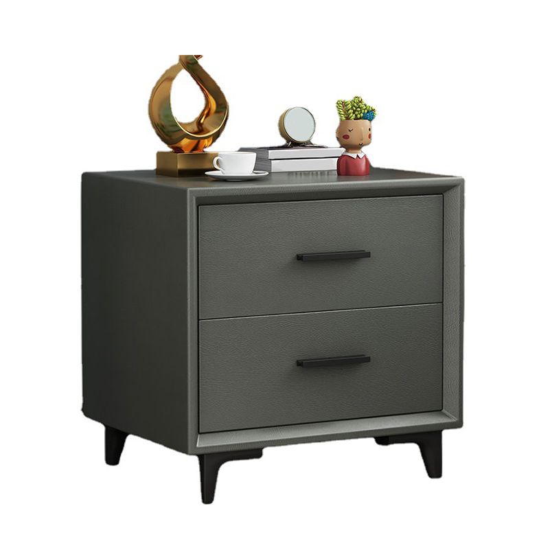 2 Drawers Modern Accent Table Nightstand Antique Finish Wood Bed Nightstand