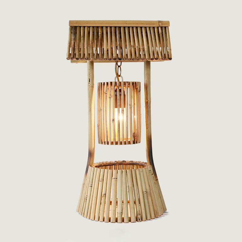 Distanza lavoro cinese Luce Light Bamboo 1 Lulb Attività illuminazione in Khaki per casa da tè