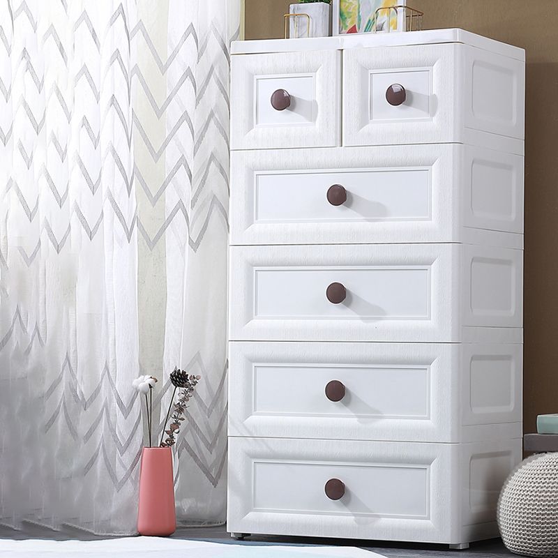 Modernism Plastic Nursery Dresser Vertical Kids Nightstand with 5/6 Drawers for Bedroom