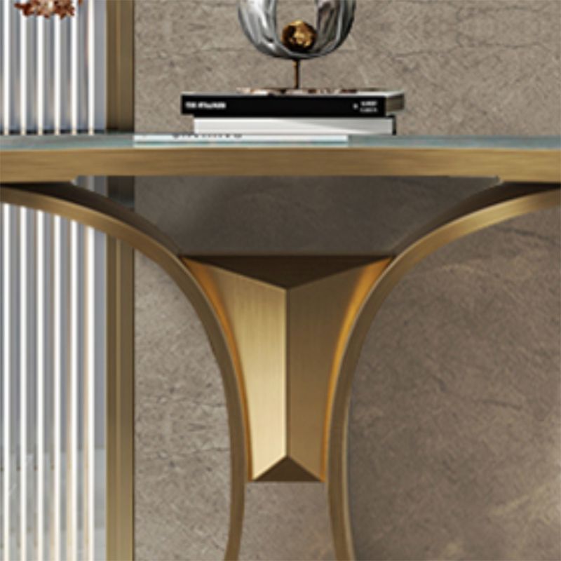 Glam Free Form Sofa Console Table with Stainless Steel Bracket for Hall