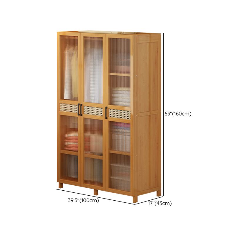 Freestanding Wood Wardrobe Modern Wardrobe with Legs and Shelves