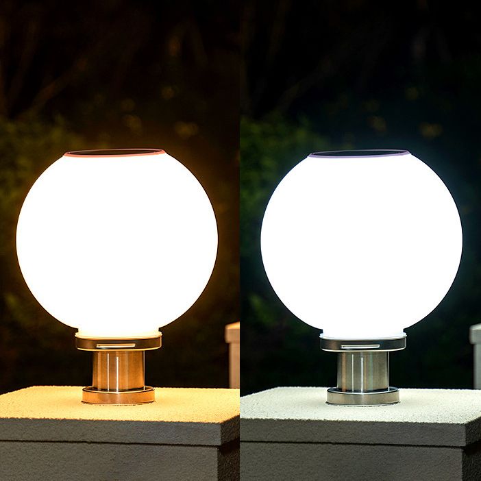 Contemporary Outdoor Lamp Minimalist Solar Lamp with Acrylic Shade for Backyard