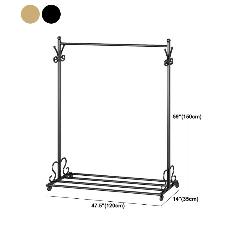 Modern Coat Hanger Metal Framed Hanging Rail Lower Shelf and Hooks Hall Stand