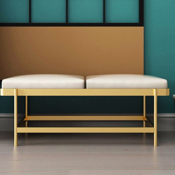 Mid-Century Modern Rectangle Bench Bedroom Seating Bench with Metal Legs