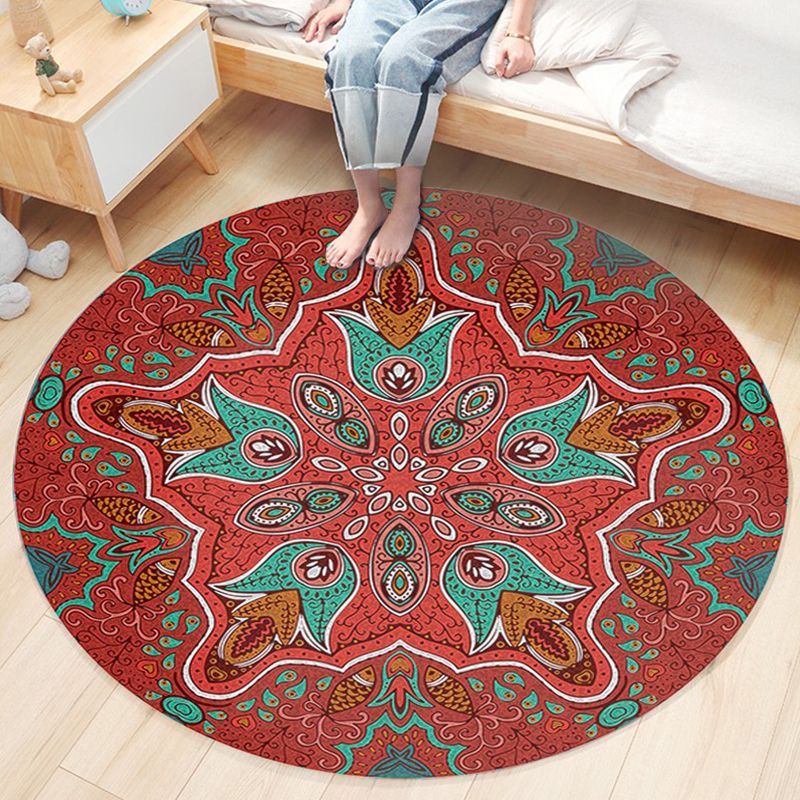 Tapis de tapis floral multicolore et ethnique Boho Chic Mamine de couleur Floral Mamine Lavable pour animaux de compagnie sans glissement pour chambre à coucher