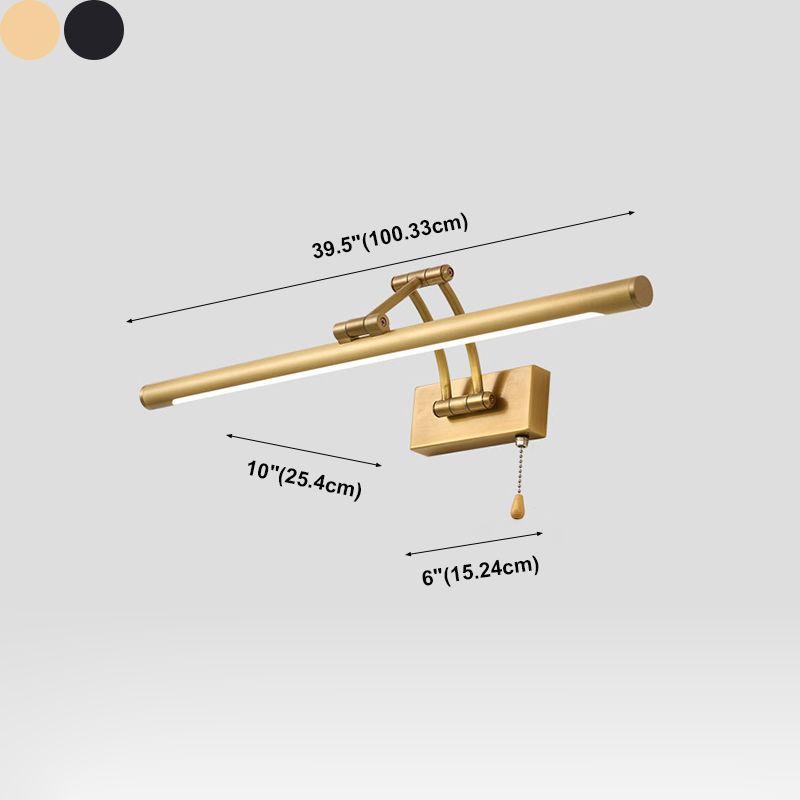 Estilo moderno de sombra lineal mate de metal de metal de 1 luces de 1 luces de pared de espejo de espejo de 1 luces.