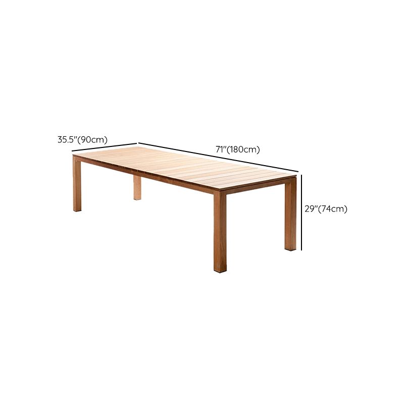 Contemporary Style Top Patio Table Rectangle Solid Wood Patio Table