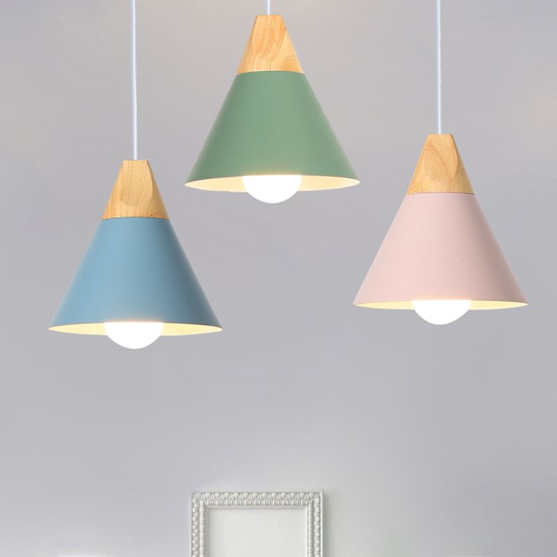 1 Light Cone Hanging Lights Modern Style Metal Drop Pendants