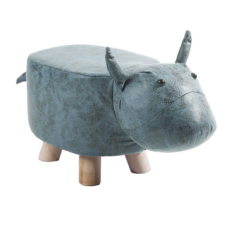 Modern Pouf Ottoman Faux Leather Water Resistant Upholstered Animal Shape Ottoman