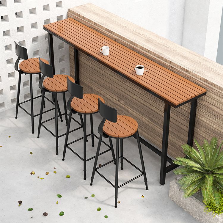 Rectangle Bar Dining Table Modern Bar Table with Trestle Base in Black